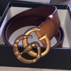 AUTH GUCCI Snake Belt - Brown